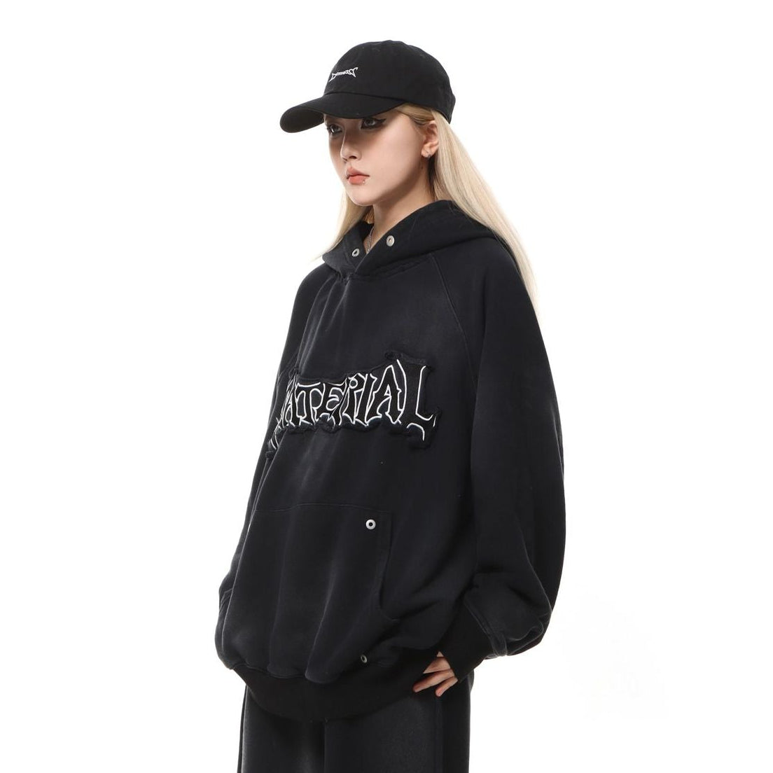 Heavyweight Washed Patch Embroidery Pullover Hoodie WN25660
