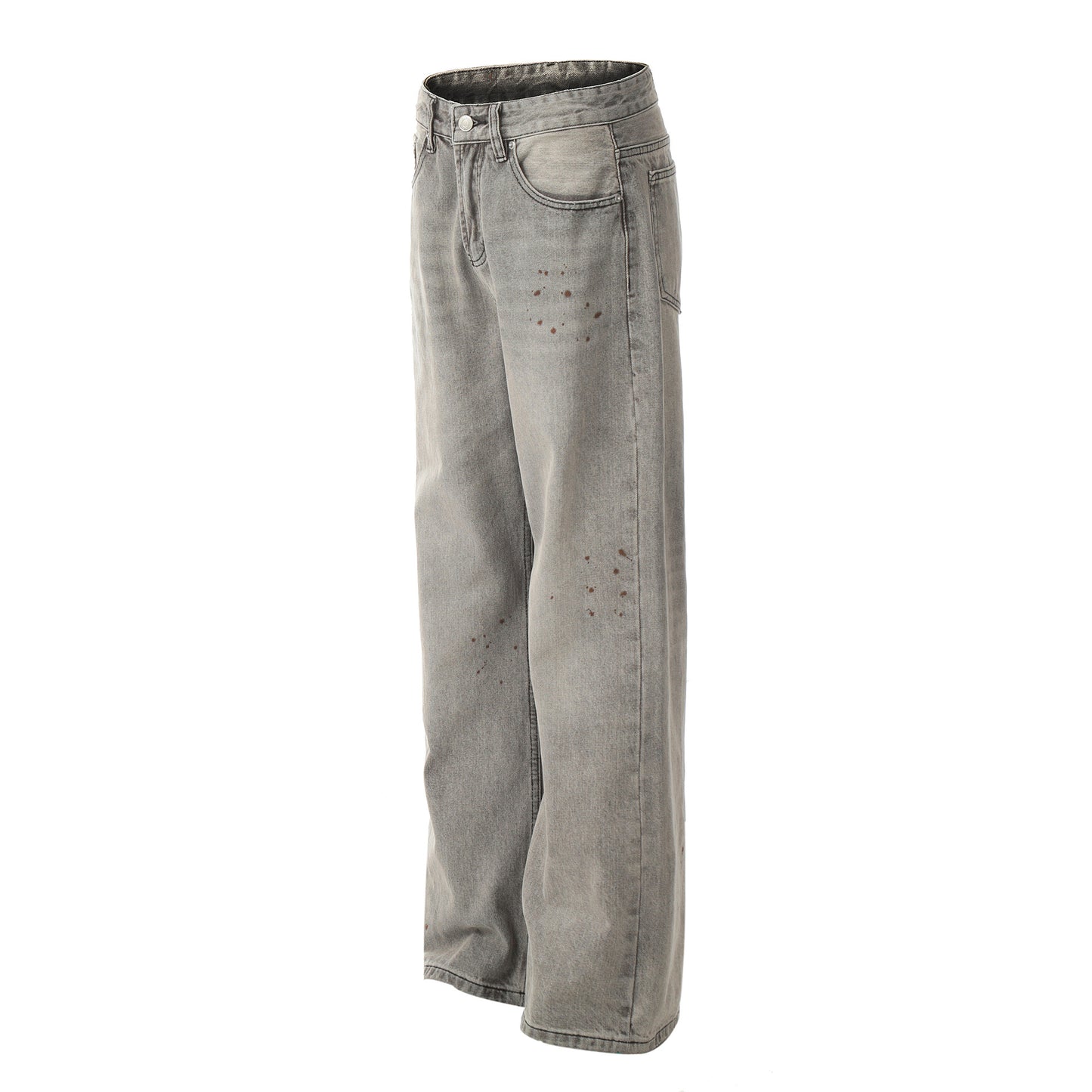 Washed Damage Straight Wide Leg Denim Jeans WN25672