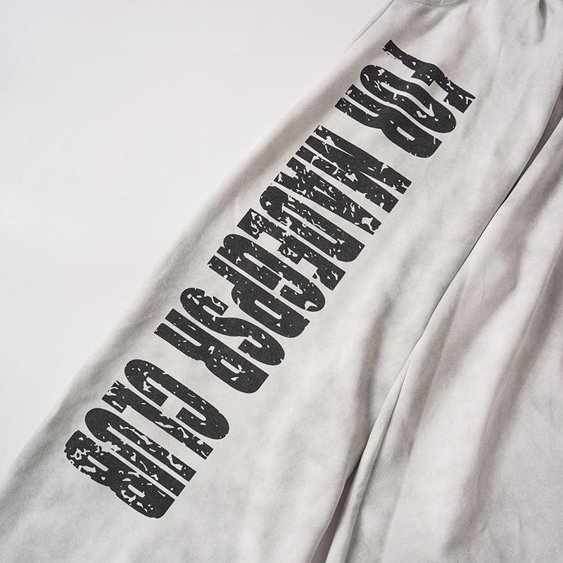Letter Print Washed Wide Leg Sweatpants WN27927