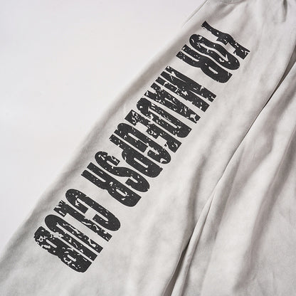 Letter Print Washed Wide Leg Sweatpants WN27927