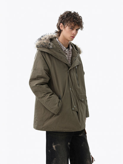 Fake Fur-Collar Pockets Design Warm Coat WN22100