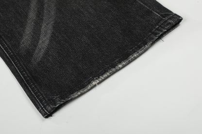 Washed Whisker Wide Leg Denim Jeans WN23063