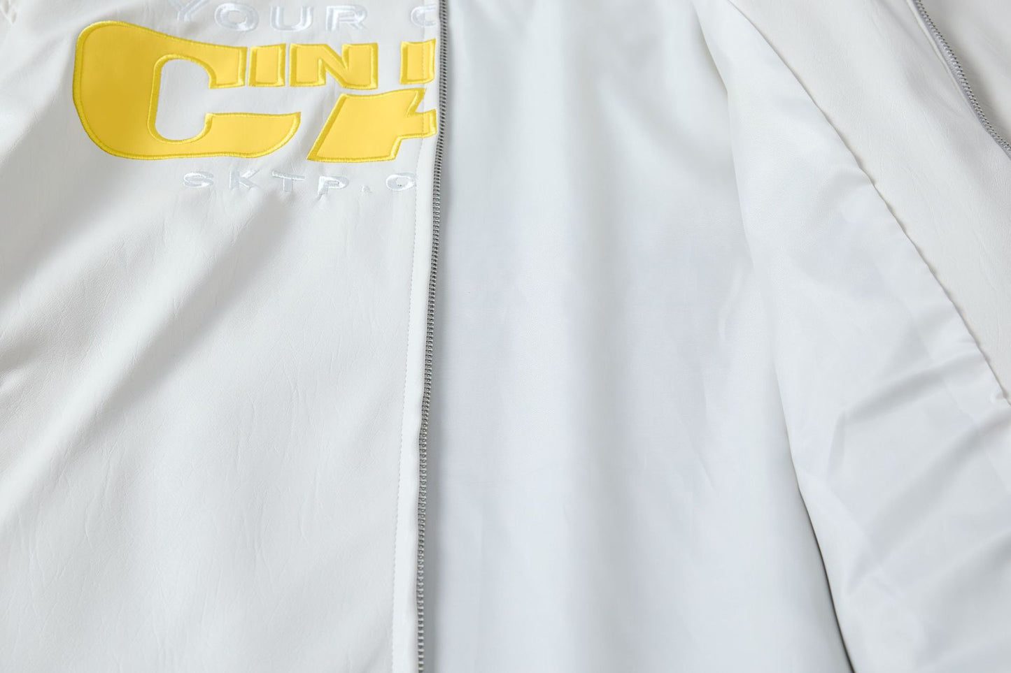 Deconstruction Letter Patch PU Leather Jacket WN25981