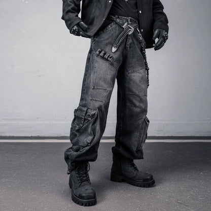 Fleece Lining Multi Pocket Wash Denim Jeans WN22313