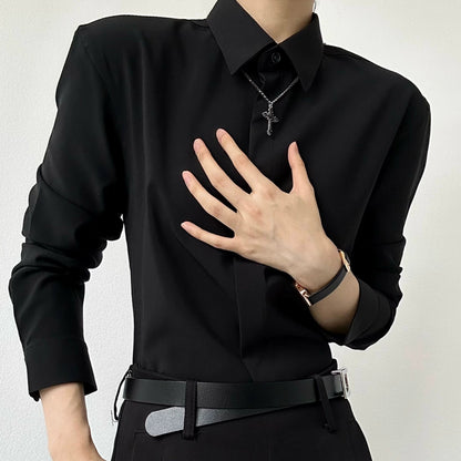 Drape Plain Long Sleeve Shirt WN19623