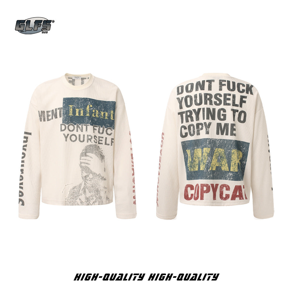 Portrait Letter Print Long Sleeve T-Shirt WN26427