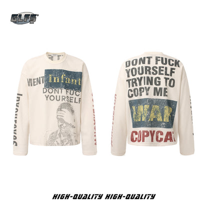 Portrait Letter Print Long Sleeve T-Shirt WN26427