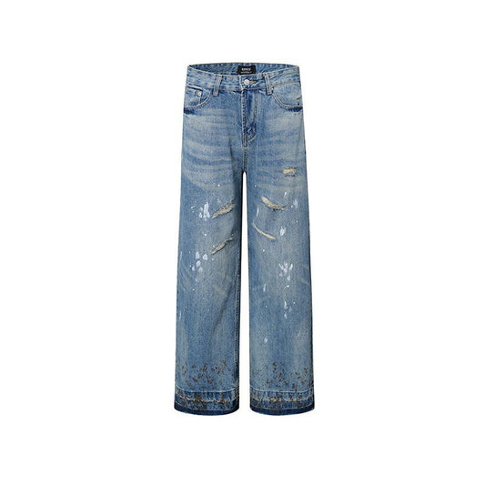 Washed Wide Leg Denim Jeans WN12751