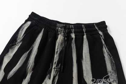 Drawstring Wash Tie-Dye Damage Half Sweatpants WN25589