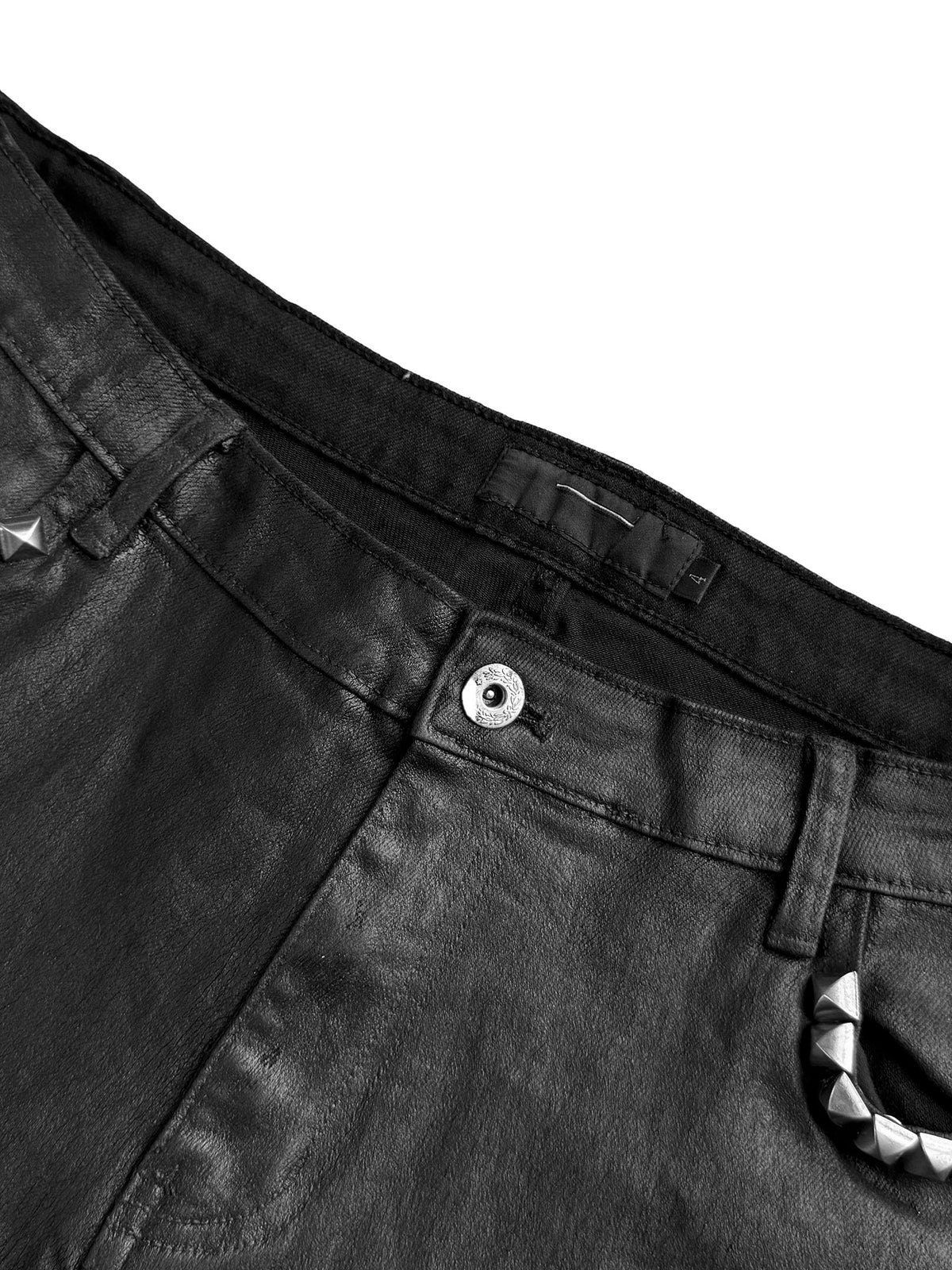 Pocket Rivet Wax Finish Straight Denim Jeans WN27079