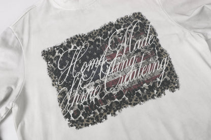 Fake Layered Camo Letter Print Washed Long Sleeve T-Shirt WN25609