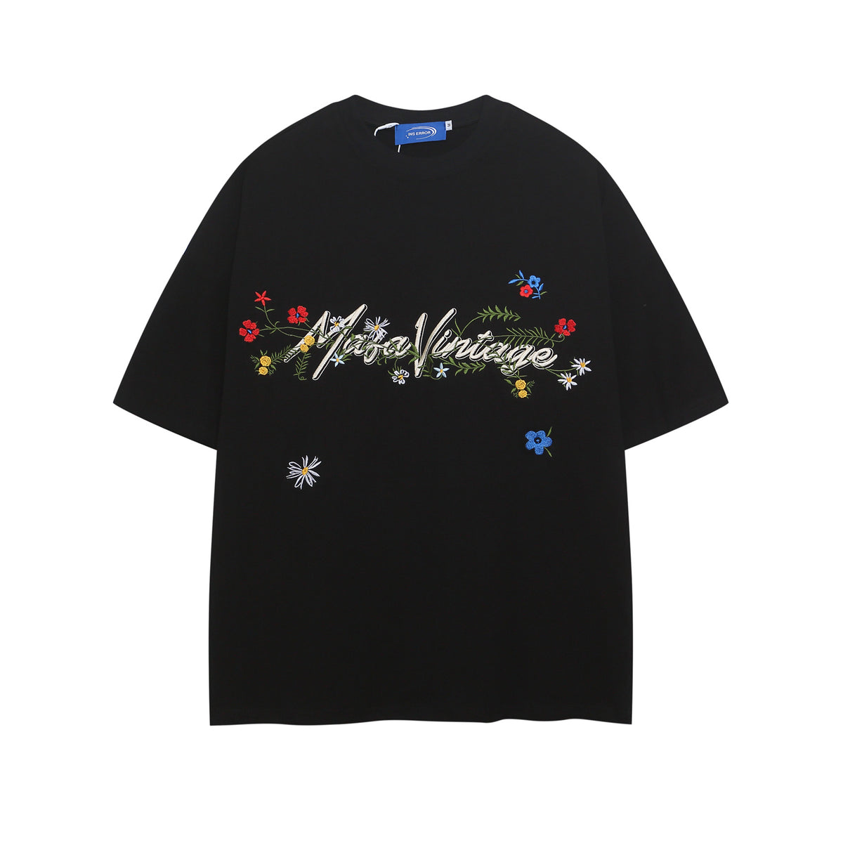 Flower Embroidery Letter Short Sleeve T-Shirt WN26790