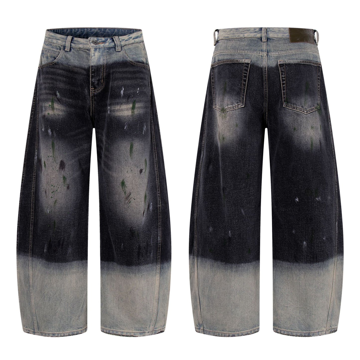 Paint Print Wide Leg Denim Jeans WN23101