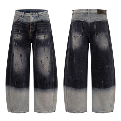 Paint Print Wide Leg Denim Jeans WN23101