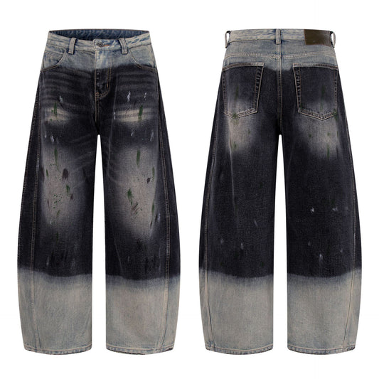 Paint Print Wide Leg Denim Jeans WN23101