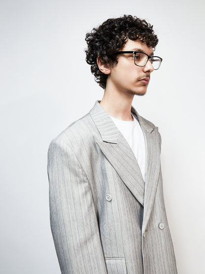 Pinstripe Deconstruct Shoulder-Pad Oversize Tailored Jacket WN22921