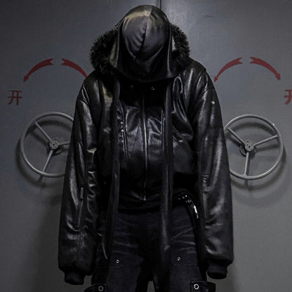 Reversible Fake Fur PU Leather Hooded Puffer Jacket WN20830