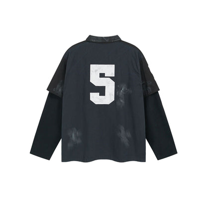 Dirty Washed Fake Layered Long Sleeve T-Shirt WN25805