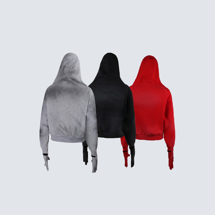 Cropped Graphic Print Zipper Hoodie WN27976