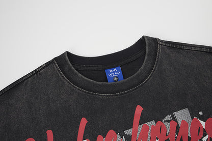 Washed Rock Band Print Short Sleeve T-Shirt WN25485