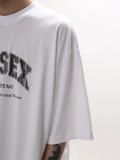 Cracked Letter Print Oversize Short Sleeve T-Shirt WN5666