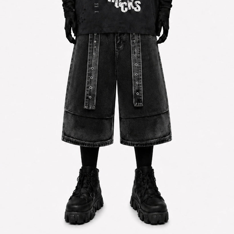 Denim Workwear Wide Leg Half Pants WN27941