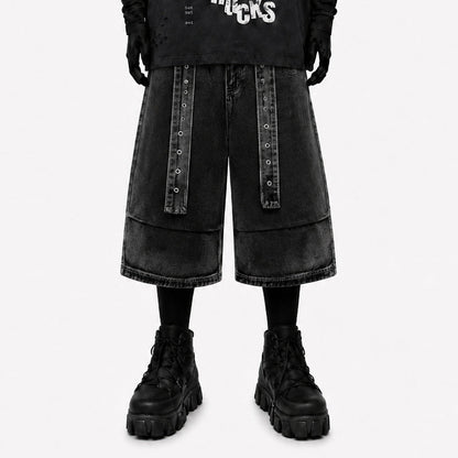 Denim Workwear Wide Leg Half Pants WN27941