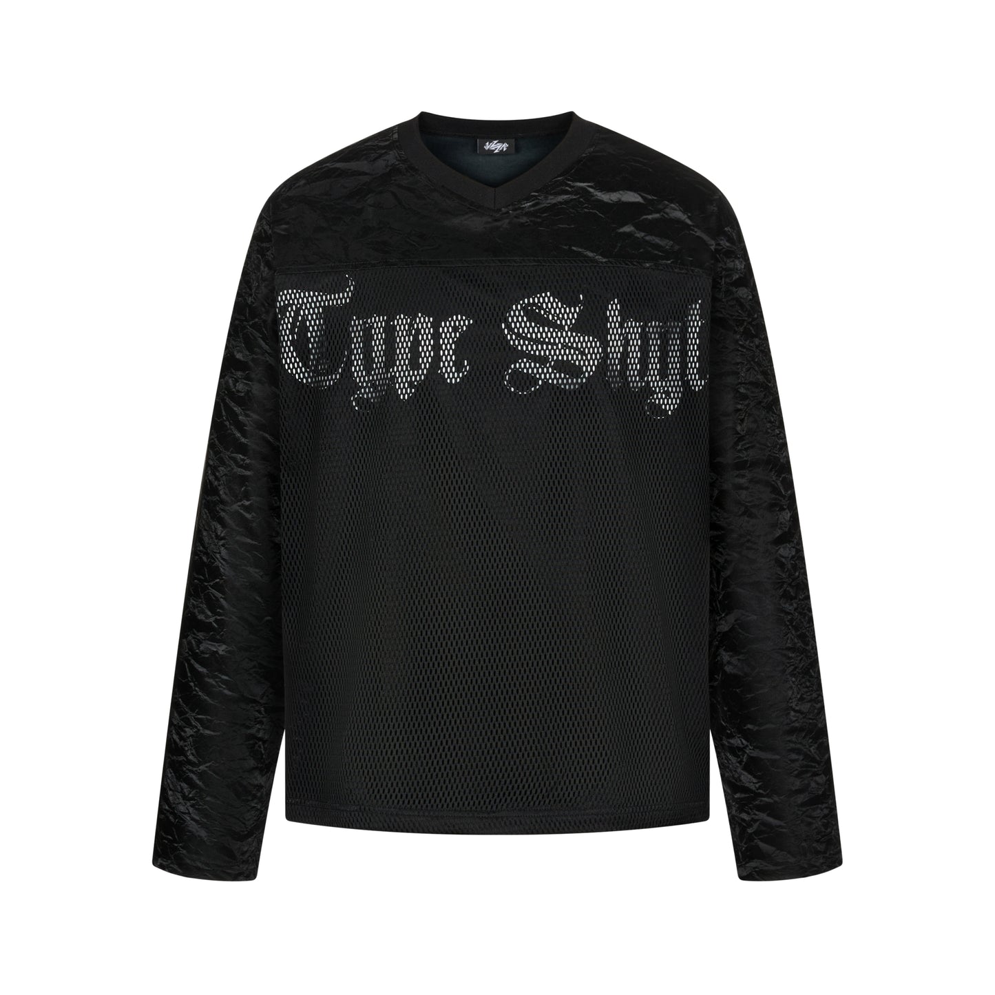 Velvet Texture Mesh Hollow Print Long Sleeve T-Shirt WN20988