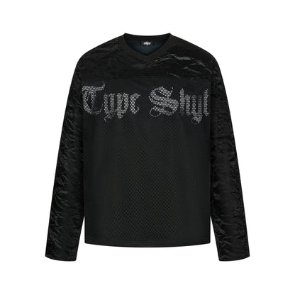 Velvet Texture Mesh Hollow Print Long Sleeve T-Shirt WN20988