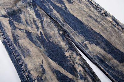 Washed Design Wide Leg Denim Jeans WN23047