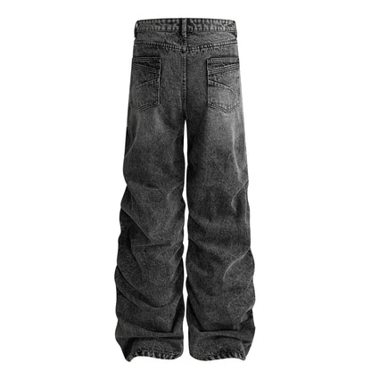 Washed Whisker Wide Leg Denim Jeans WN25481