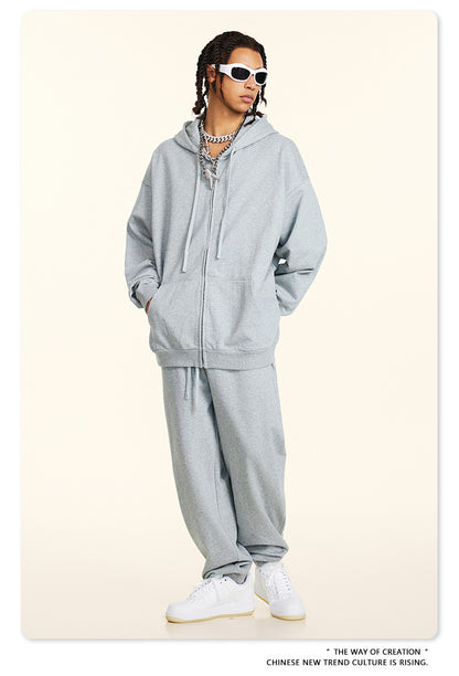 Oversize Heavyweight Pullover Hoodie & Zipper Hoodie & Sweatshirt & Pants Setup WN9930