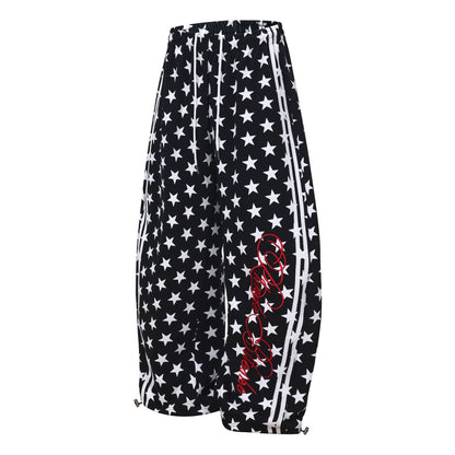 All-Over Print Deconstruction Wide Leg Curved Sweatpants WN25877
