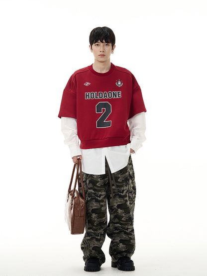 Fake Layered Oversize Letter Print Sweatshirt WN7700