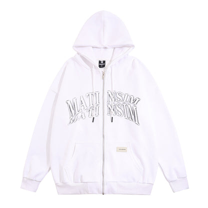 SPRAY Letter Print Zipper Hoodie WN11472