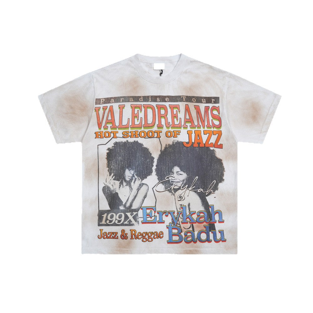 Portrait Letter Print Short Sleeve T-Shirt WN26423