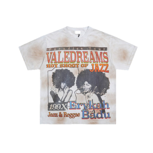 Portrait Letter Print Short Sleeve T-Shirt WN26423