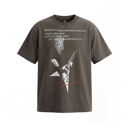 Washed Letter Print Short Sleeve T-Shirt WN25772