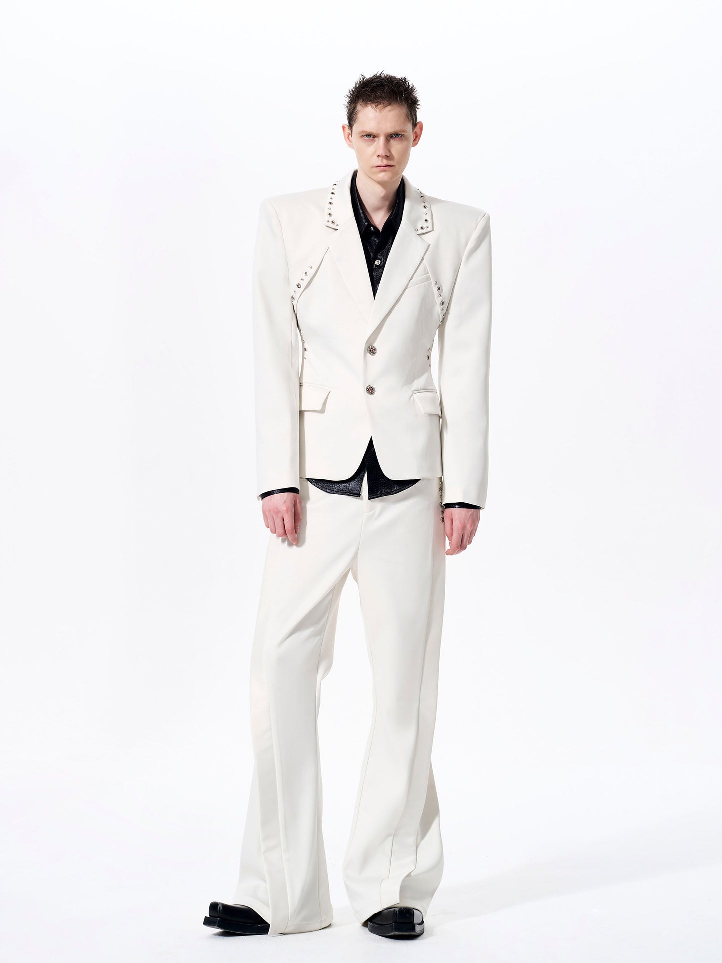 Deconstructed Waist-Cinched Tailored Jacket & Trousers Setup WN23274