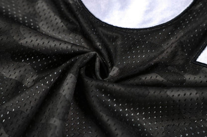 Camouflage Letter Badge Embroidery Contrast Patchwork Oversize Short Sleeve T-Shirt WN27902