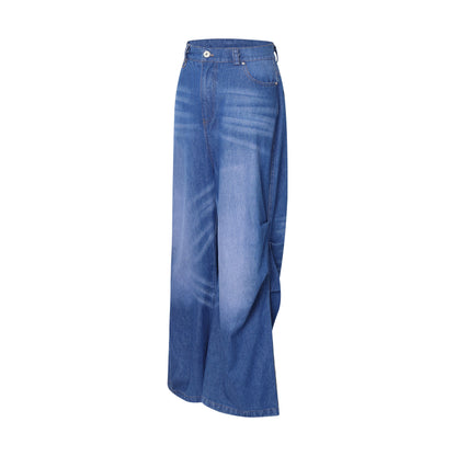 Water Washed Wide Leg Denim Jeans WN9042