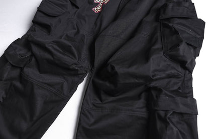 Multi Pocket Letter Print Straight Cargo Pants WN25988