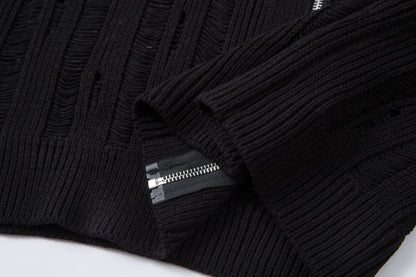 Damage Design Zipper Short Sleeve Knit Shirt WN16198