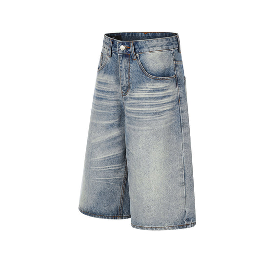 Washed Whisker Denim Half Jeans WN25790