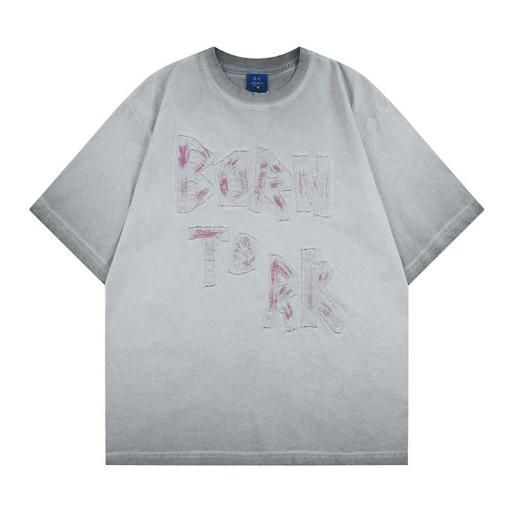 Washed Letter Graphic Short Sleeve T-Shirt WN28039