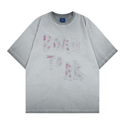 Washed Letter Graphic Short Sleeve T-Shirt WN28039