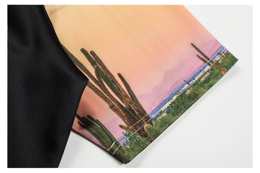 V-Neck Desert Landscape Print Short Sleeve T-Shirt WN26532