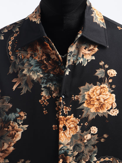 Print Floral Design Oversize Long Sleeve Shirt WN23750