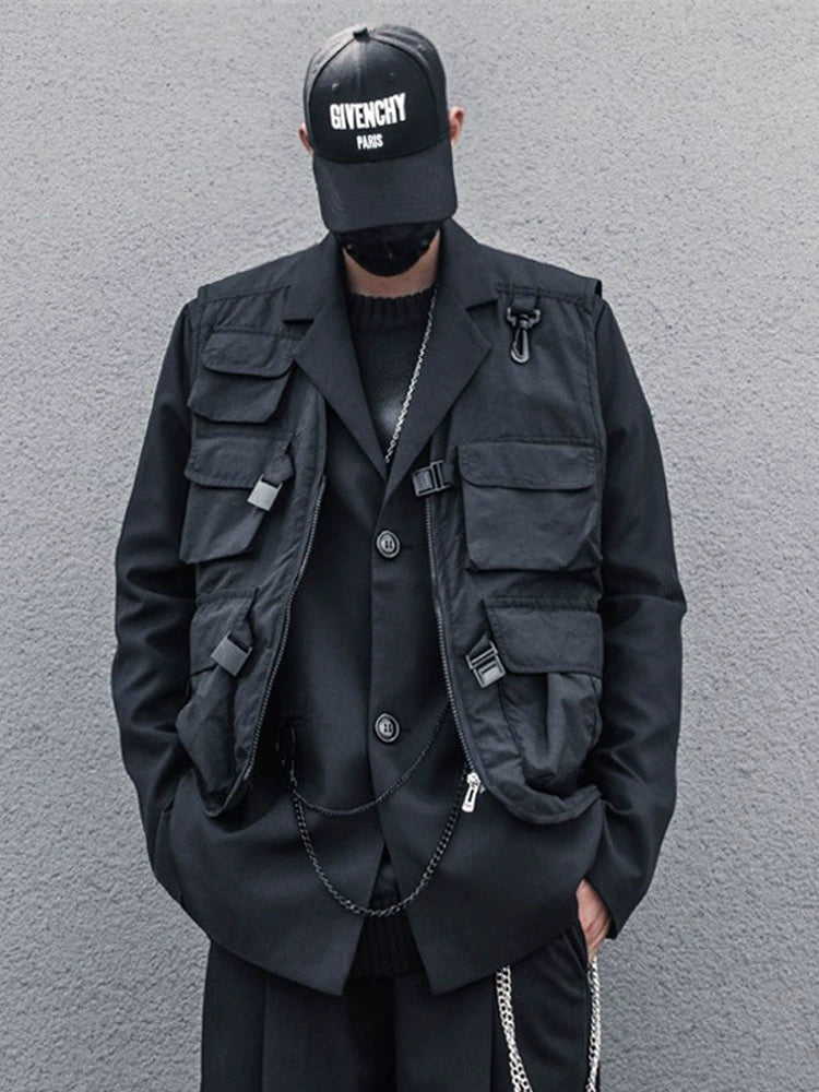 Multi Pocket Tactical Sleeveless Jacket WN22311