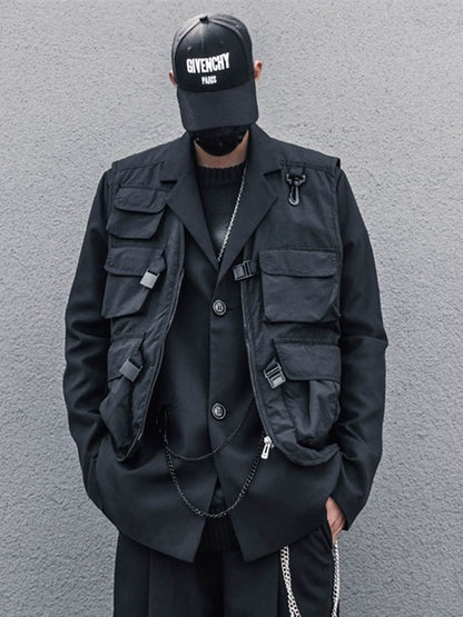 Multi Pocket Tactical Sleeveless Jacket WN22311